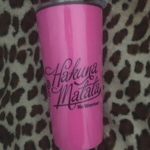 Lion King Disney Hakuna Matata Pink Plastic Travel Drink Mug Tumbler Coffee Cup